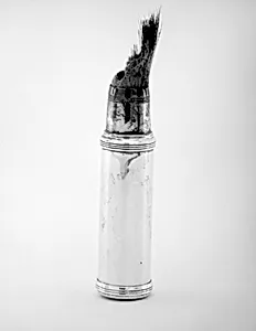 Shaving brush with handle and cover (part of a set)