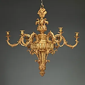 Six-branch chandelier (one of a pair) by Unknown Artist
