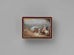 Snuffbox with four maritime scenes; Louis XIV crossing the Rhine in 1672