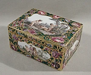 Snuffbox with scenes of children in pastoral settings by Jean François Breton (or Lebreton)|Meissen Manufactory