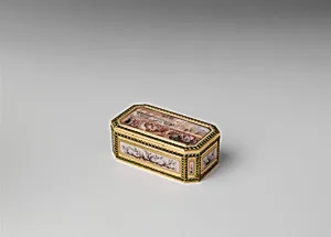 Snuffbox with theatrical scenes of a rope dancer and a puppet show by Henri Joseph van Blarenberghe|Joseph Etienne Blerzy|Louis Nicolas van Blarenberghe