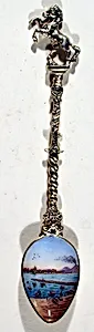 Souvenir spoon with view of Bay of Naples with Vesuvius in the distance