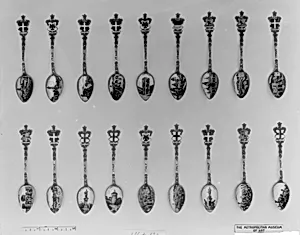 Souvenir spoon with view of Piazza Principe Station and arms of Savoy