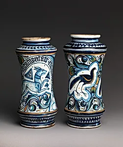 Storage jar (albarello) depicting a dog