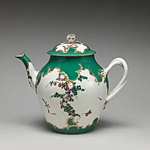 Teapot (part of a service) by Worcester factory|Dr. Wall Period