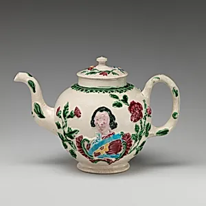 Teapot with portrait of the Young Pretender, Prince Charles Edward Stuart (1720–1788)