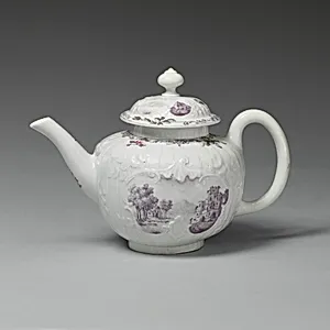 Teapot with ruins by Worcester factory