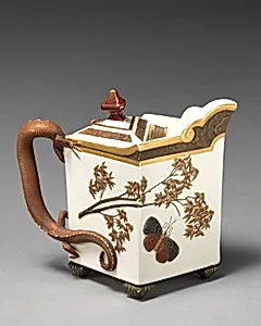 Teapot with salamander handle by Worcester factory