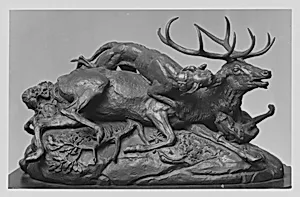 Ten-Point Stag Brought Down by Two Scotch Hounds by Antoine-Louis Barye