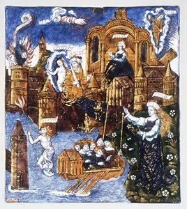 The Fall of Troy; Helen Takes Refuge in the Sanctuary of Vesta; Venus Counsels Aeneas; Juno Encourages the Greeks (Aeneid, Book II)