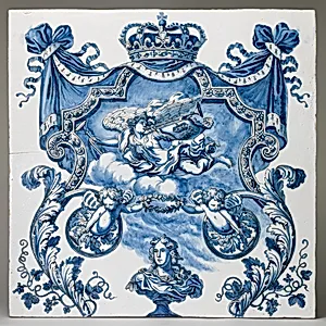 Tile with a bust of William III (1650–1702) by Daniel Marot the Elder|Adrianus Kocx|The "Greek A" Factory