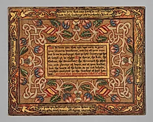 Trencher with quotation from The Governance of Virtue (1566) (one of a set)