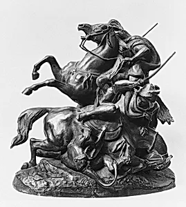 Two Mounted Arabs Killling a Lion by Antoine-Louis Barye