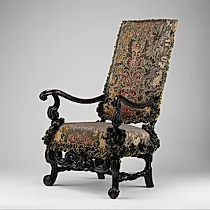 Upholstered armchair, originally from a set of eight, from Burley-on-the-Hill, Rutland (one of a pair) by Thomas Roberts