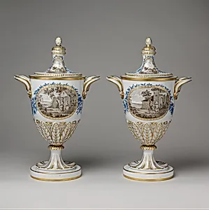 Vase with cover (one of a pair)