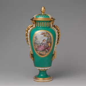 Vase with cover (vase à bandes) (one of a pair)