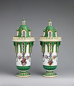Vase with cover (Vase en tour) (one of a pair) by Sèvres Manufactory
