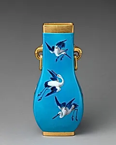 Vase with crane motifs and ring handles