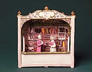 "Venetian Fair" shop with two figures