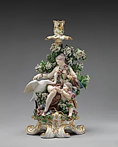 Venus, Cupid and the Swan candlestick (one of a pair)