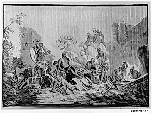 Vulcan Presenting Arms for Aeneas to Venus from a set of The Loves of the Gods by Beauvais|François Boucher|André Charlemagne Charron|Jean-Baptiste Oudry|Count Johann Hartvig Ernst Bernstorff