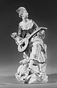 Woman playing a mandolin by Ludwigsburg Porcelain Manufactory|J. G. Heinzenmann