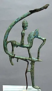 Bronze leg of a cauldron with horseman by Unknown Artist