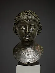 Bronze portrait bust of a young boy