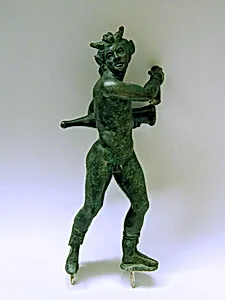 Bronze statuette of a satyr with an amphora