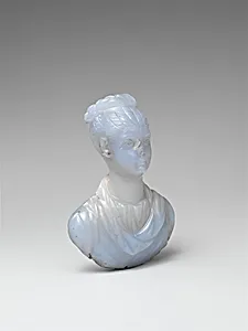 Chalcedony portrait bust of a young woman