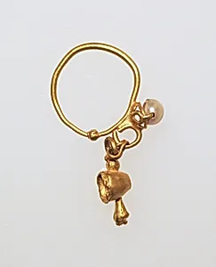Earring with pendant and pearl setting by Unknown Artist