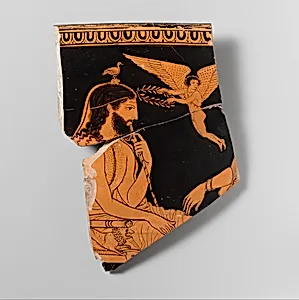 Fragment of a terracotta skyphos (deep drinking cup) by Palermo Painter