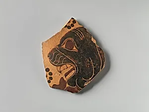 Fragment of a terracotta vase by Lion Painter