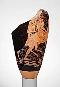 Fragmentary terracotta loutrophoros (ceremonial vase for water) by Group of Polygnotos