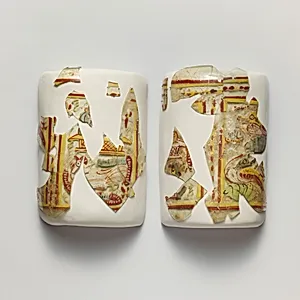 Glass cylindrical bottle with painted decoration