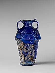 Glass hexagonal amphoriskos