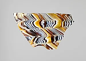 Glass mosaic ribbed bowl fragment