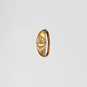 Gold ring with representation of the temple of Aphrodite at Paphos