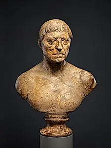 Marble portrait bust of an elderly man