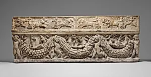Marble sarcophagus with garlands and the myth of Theseus and Ariadne