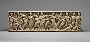 Marble sarcophagus with the contest between the Muses and the Sirens