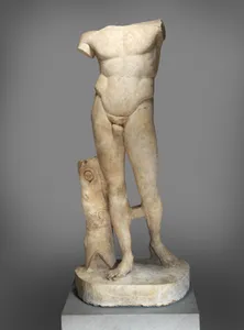 Marble statue of the Diadoumenos (youth tying a fillet around his head)