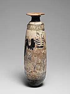 Terracotta alabastron (perfume vase) by Group of the Paidikos Alabastra