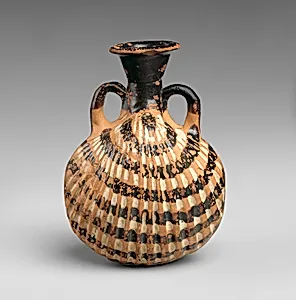 Terracotta amphoriskos (flask) in the form of a shell