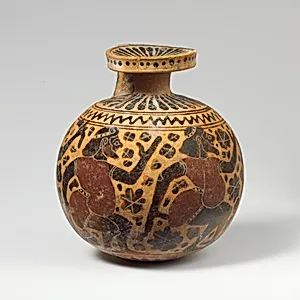 Terracotta aryballos (oil flask) by New York Comast Painter