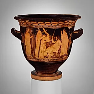 Terracotta bell-krater (bowl for mixing wine and water) by Polygnotos