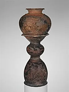 Terracotta dinos (deep round-bottomed bowl) and holmos (stand)