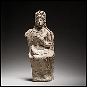 Terracotta figurine of a seated goddess