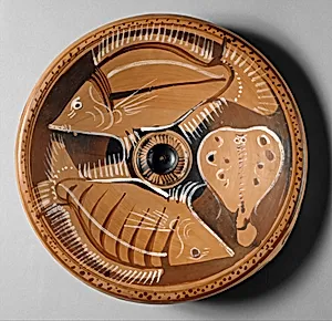Terracotta fish-plate by Bastis Painter
