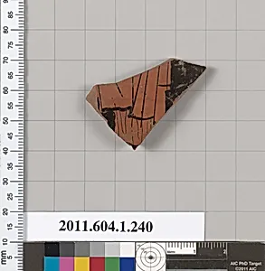 Terracotta fragment of a kylix (drinking cup) by Angular Painter